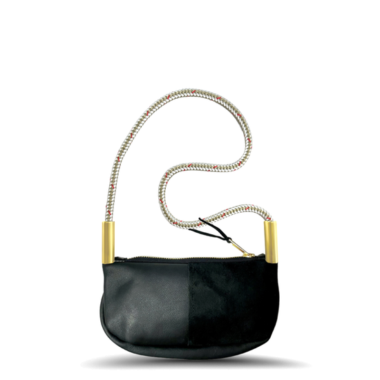 Zip Crossbody in Black Leather