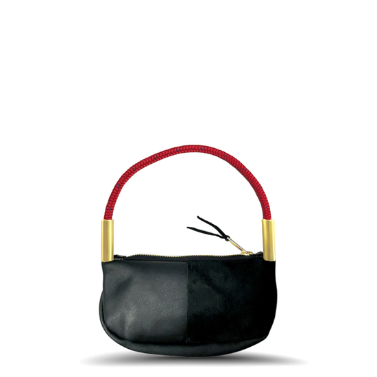 Zip Crossbody in Black Leather