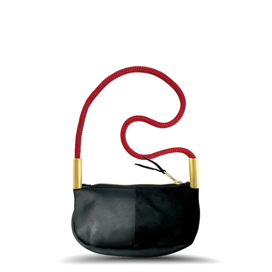 Zip Crossbody in Black Leather