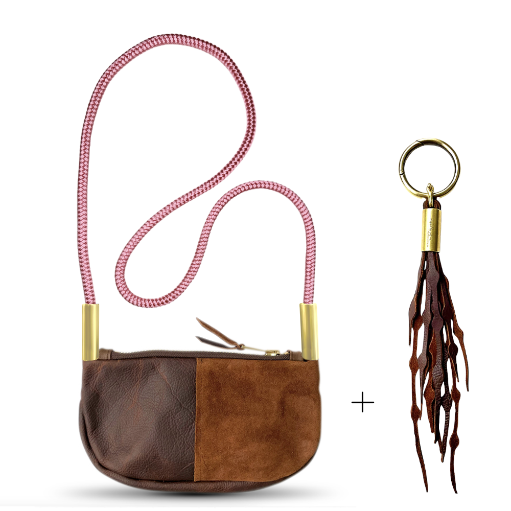 Zip Crossbody #Rope Color_Pink Beach Rose#Rope Handle Length_Crossbody (50")#Add Ons_Add a Matching Seaweed Tassel (save $10)