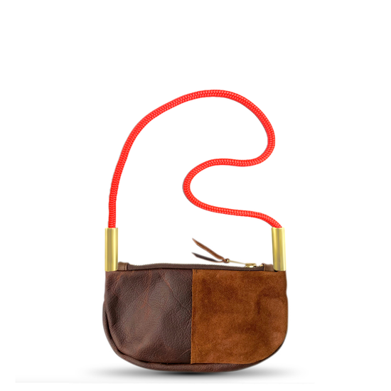 Zip Crossbody in Brown Leather