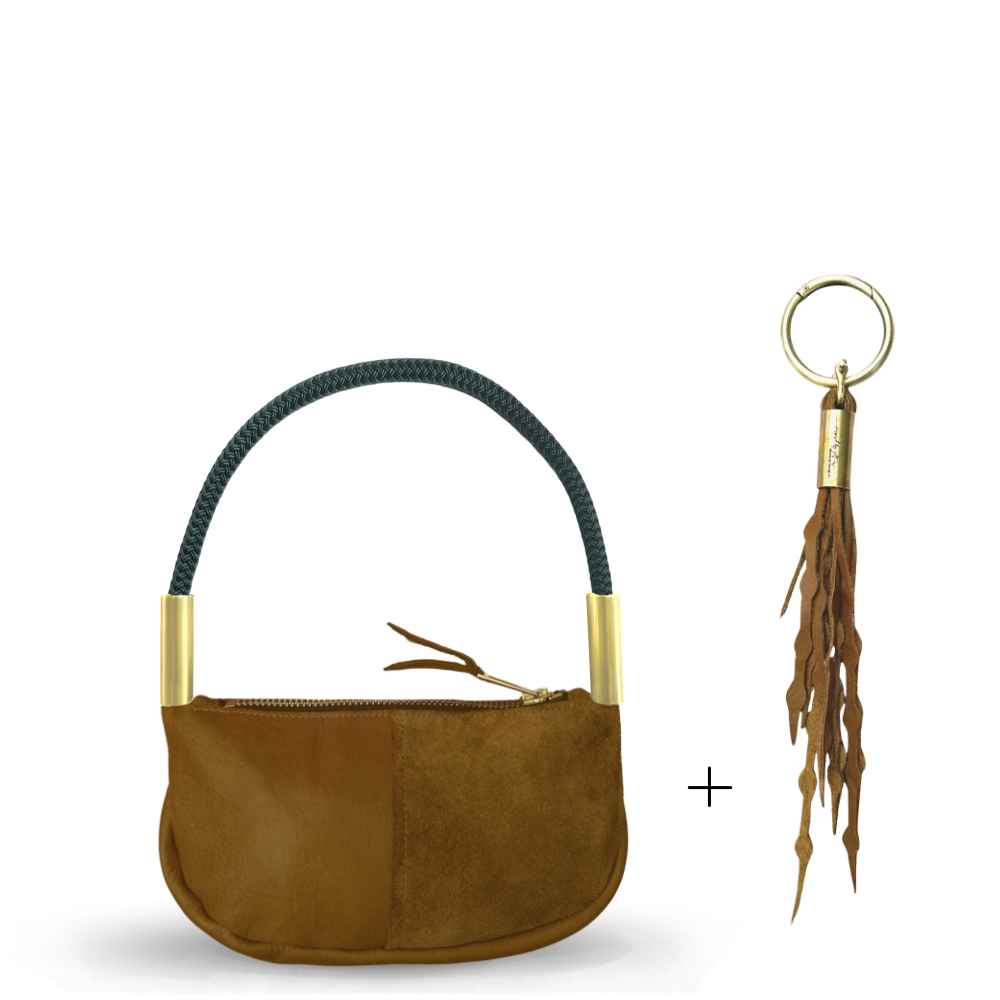 Zip Crossbody #Rope Color_Pine Green#Rope Handle Length_Wrist (19")#Add Ons_Add a Matching Seaweed Tassel (save $10)