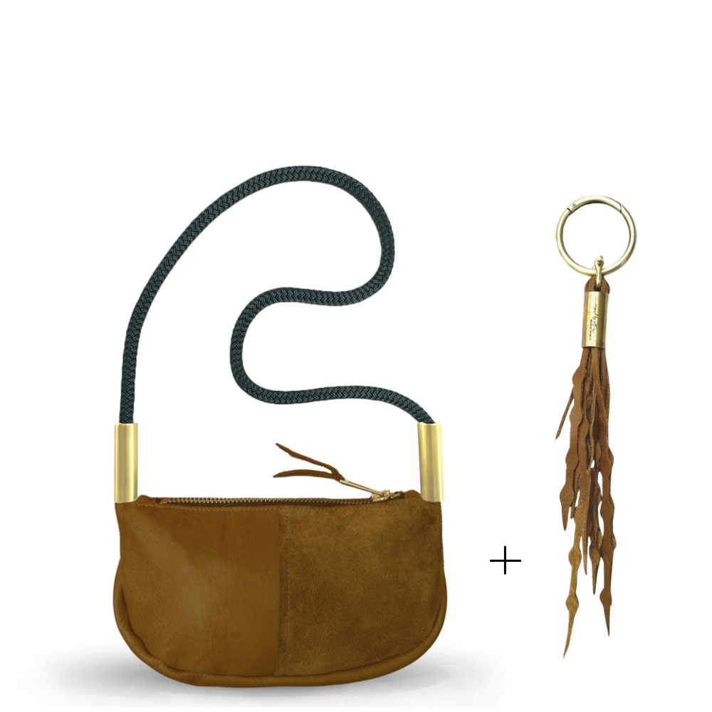 Zip Crossbody #Rope Color_Pine Green#Rope Handle Length_Shoulder (35")#Add Ons_Add a Matching Seaweed Tassel (save $10)