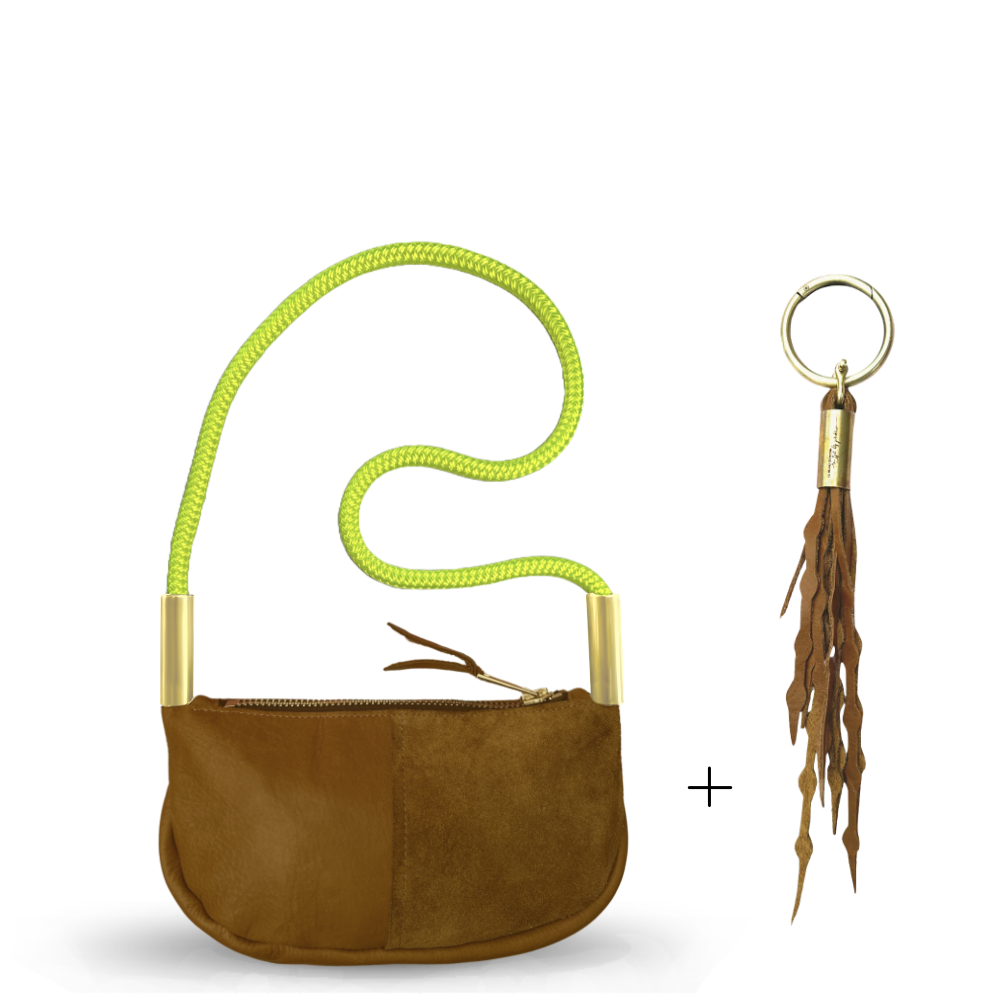 Zip Crossbody #Rope Color_Neon Yellow#Rope Handle Length_Shoulder (35")#Add Ons_Add a Matching Seaweed Tassel (save $10)