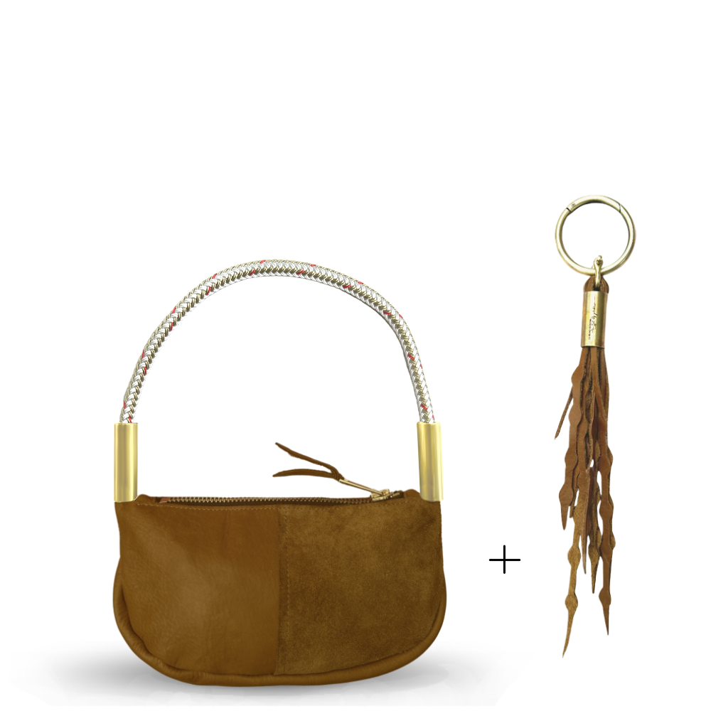 Zip Crossbody #Rope Color_Oyster Shell Gold#Rope Handle Length_Wrist (19")#Add Ons_Add a Matching Seaweed Tassel (save $10)