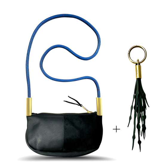 Zip Crossbody in Black Leather