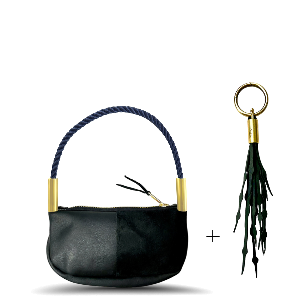 Zip Crossbody in Black Leather