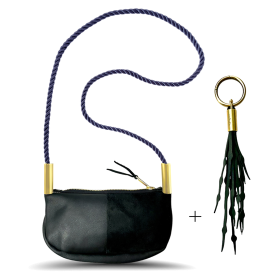 Zip Crossbody in Black Leather