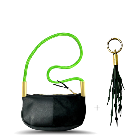 Zip Crossbody in Black Leather