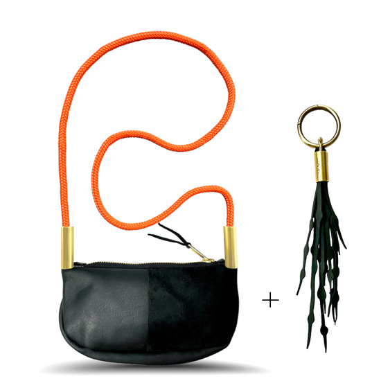 Zip Crossbody in Black Leather