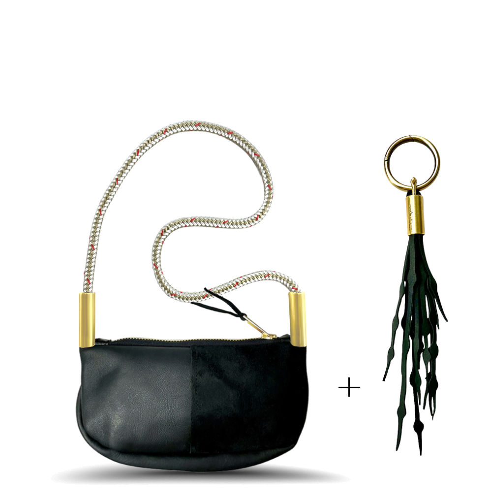 Zip Crossbody in Black Leather