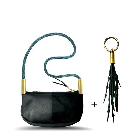 Zip Crossbody in Black Leather