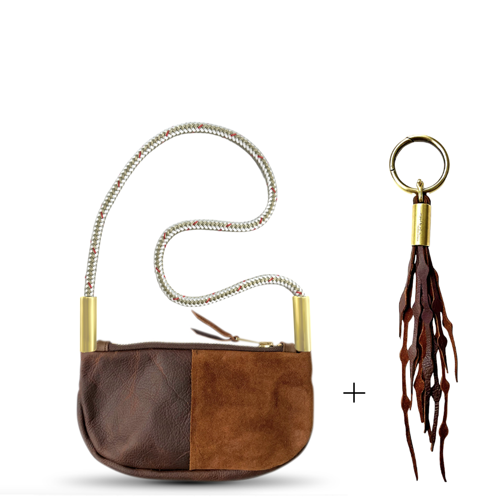 Zip Crossbody #Rope Color_Oyster Shell Gold#Rope Handle Length_Shoulder (35")#Add Ons_Add a Matching Seaweed Tassel (save $10)