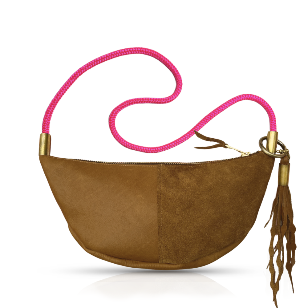 Sling #Rope Color_Neon Pink#Rope Handle Length_Short Crossbody (40”)#Add Ons_Add a Matching Seaweed Tassel (save $10)