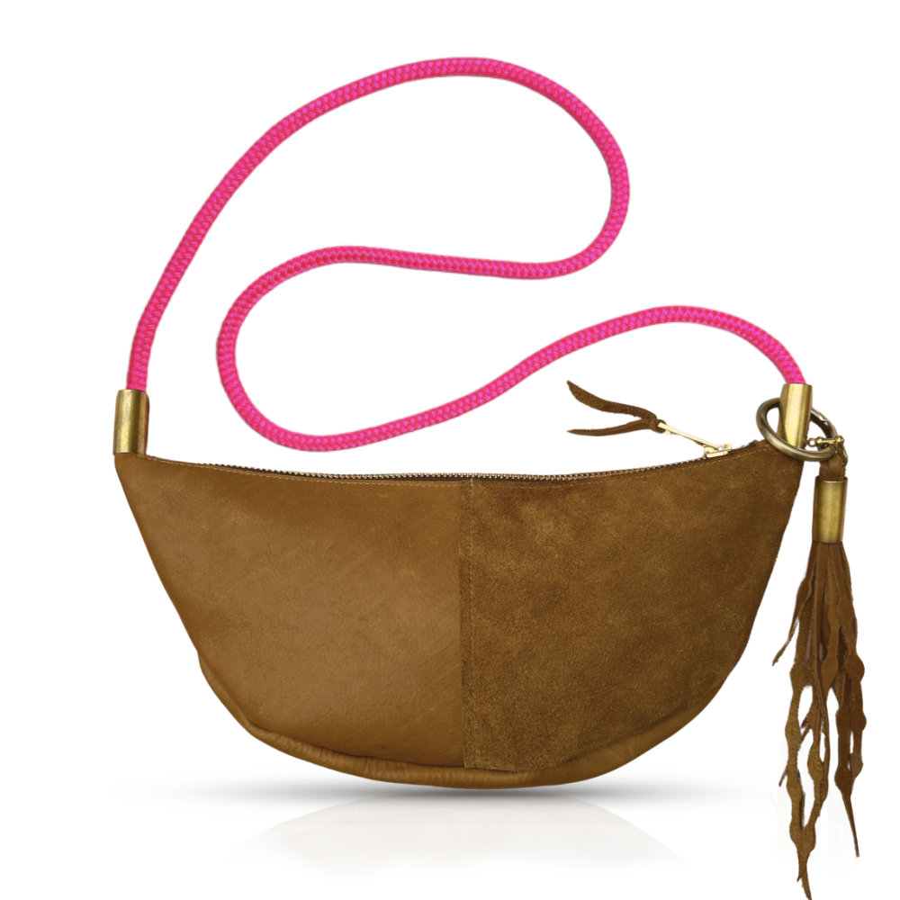 Sling #Rope Color_Neon Pink#Rope Handle Length_Long Crossbody (50")#Add Ons_Add a Matching Seaweed Tassel (save $10)