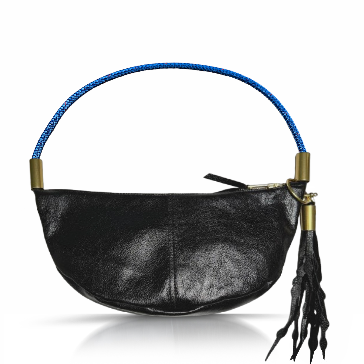 Sling Bag in Black Metallic Leather