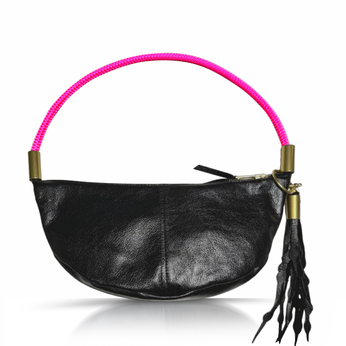 Sling Bag in Black Metallic Leather