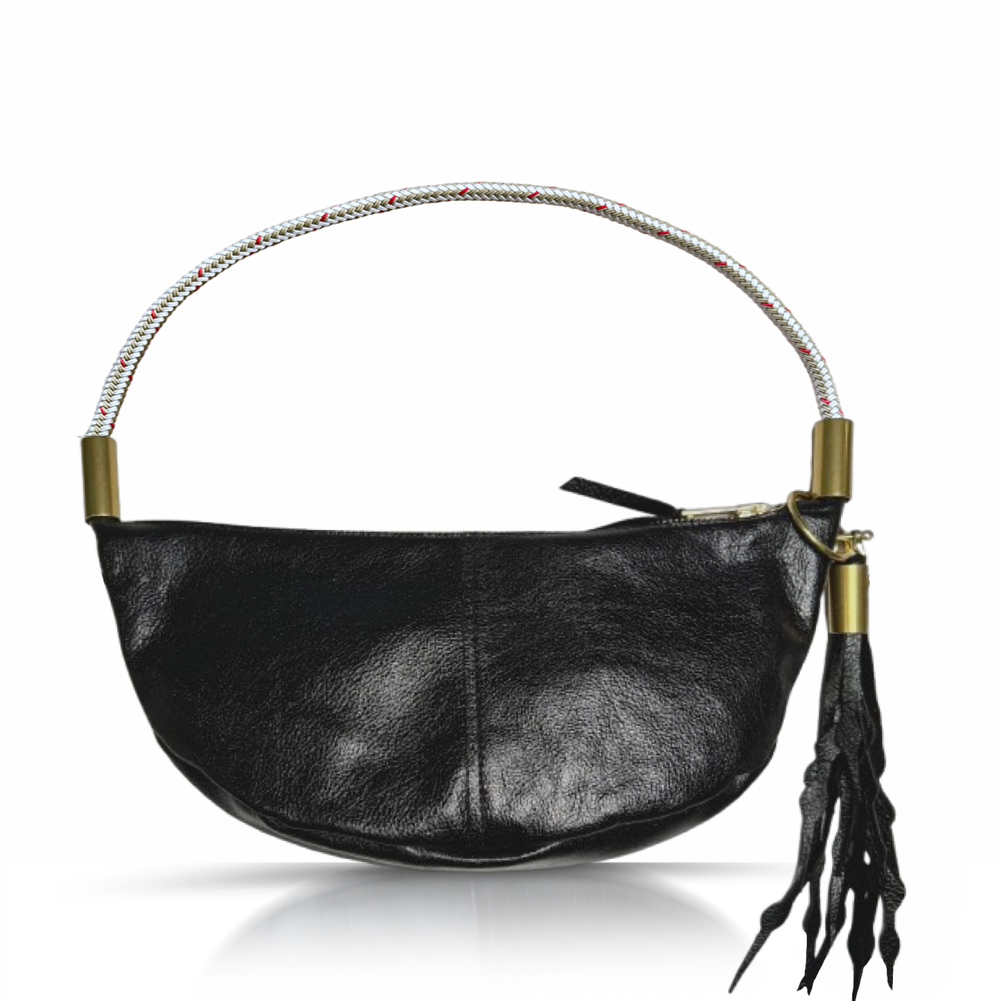 Sling Bag in Black Metallic Leather