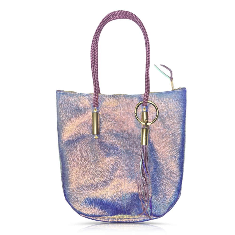 Zip Tote // in Purple Opal with Seaweed Tassel
