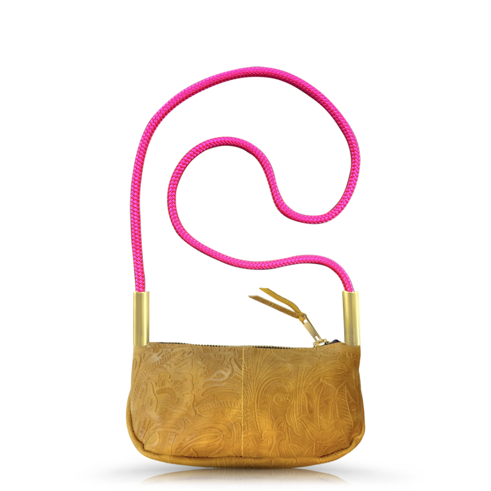 Zip Crossbody // in Beach Cowgirl with Neon Pink Rope
