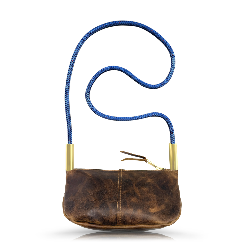 Zip Crossbody // in Brown Tourmaline with Harborside Blue Rope