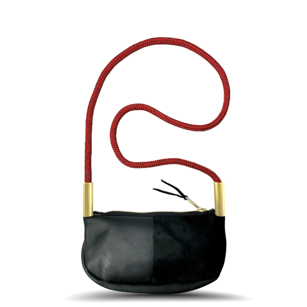 Zip Crossbody in Black Leather