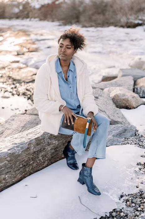 Leather Clutch + Rope Wristlet // in Brown Leather
