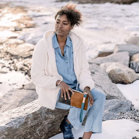 Leather Clutch + Rope Wristlet // in Brown Leather