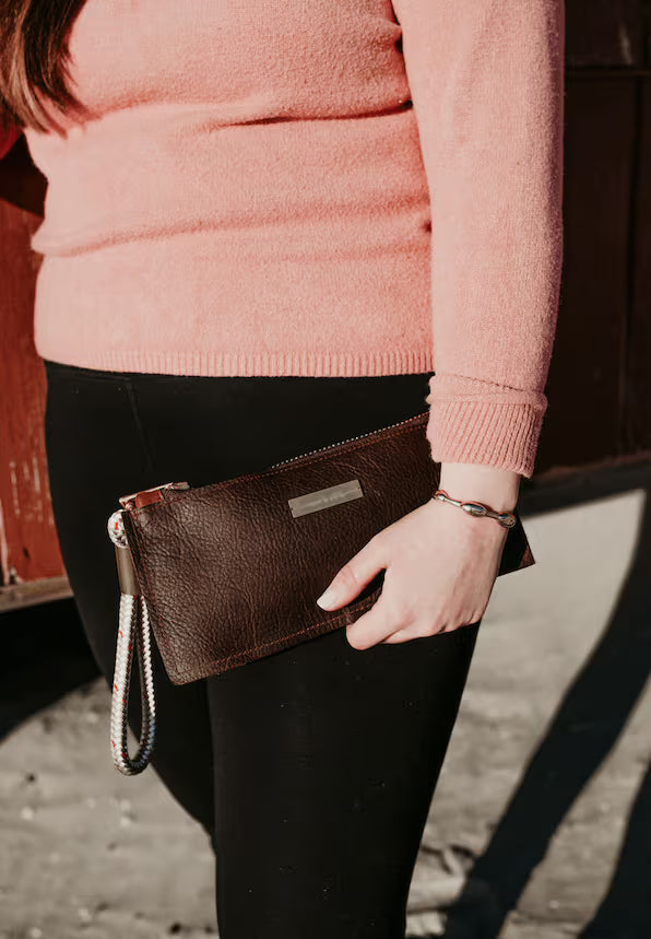 Leather Clutch + Rope Wristlet // in Brown Leather