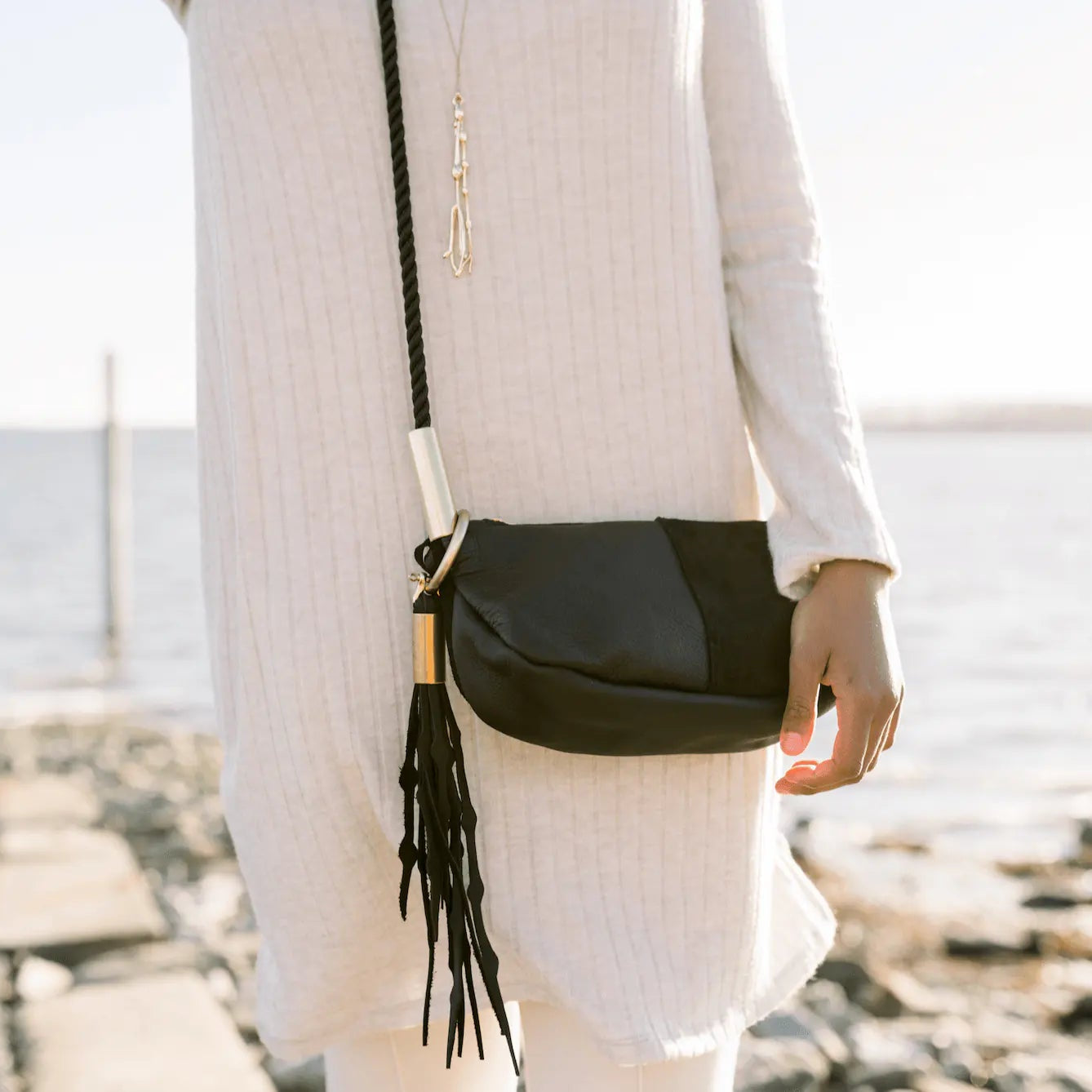 Zip Crossbody // in Black Leather