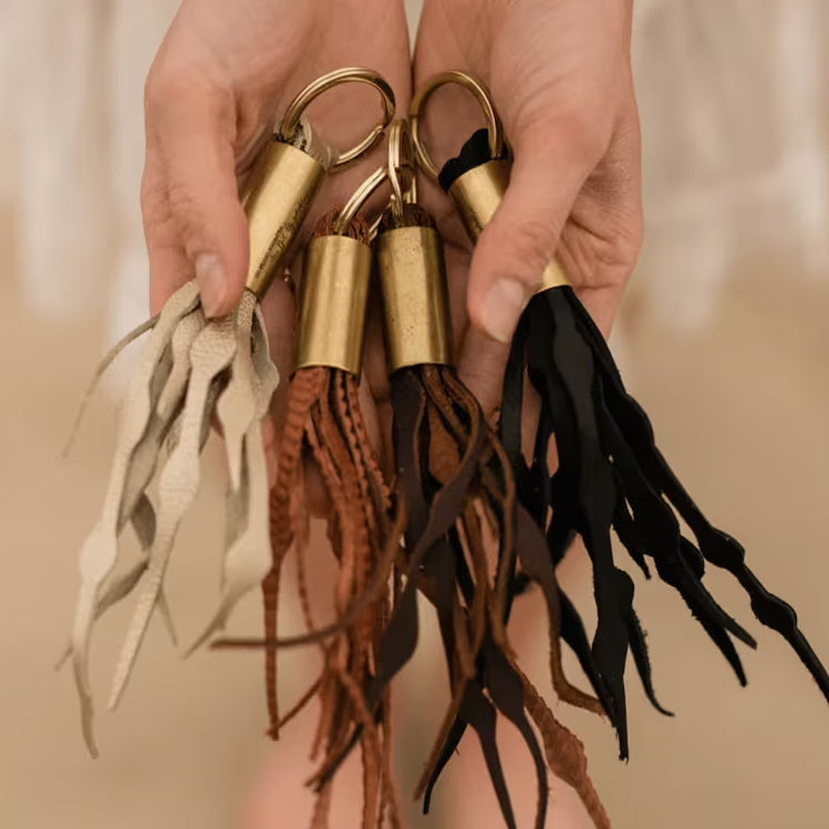 Seaweed Fringe Keychain  // in Beach Nut Leather