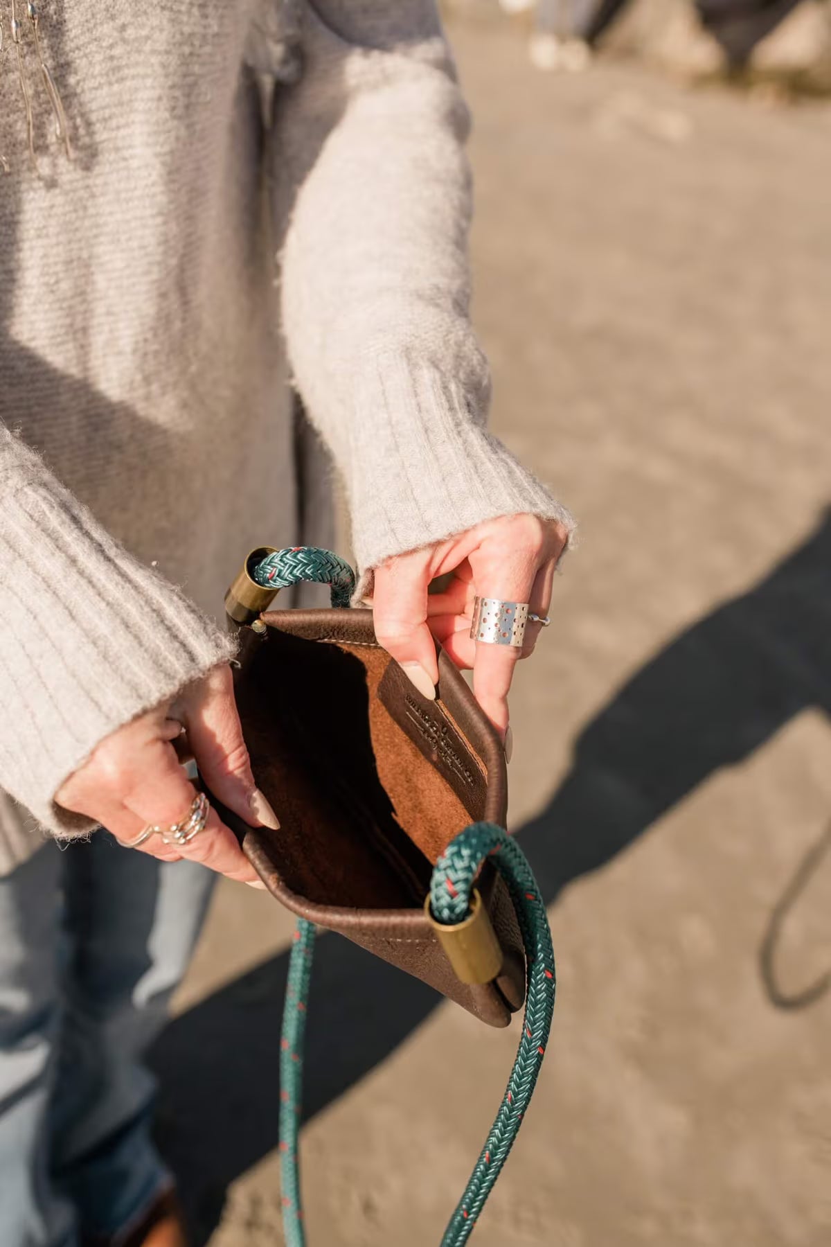Oyster Shell Bag // in Brown Leather