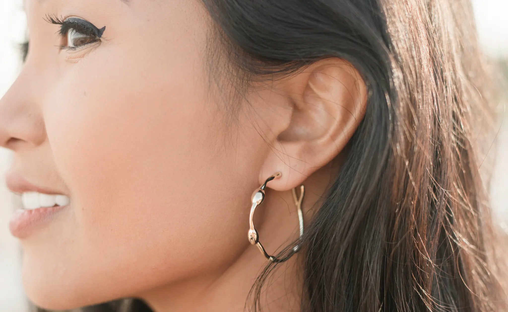 Seaweed Hoop Earrings // in Gold