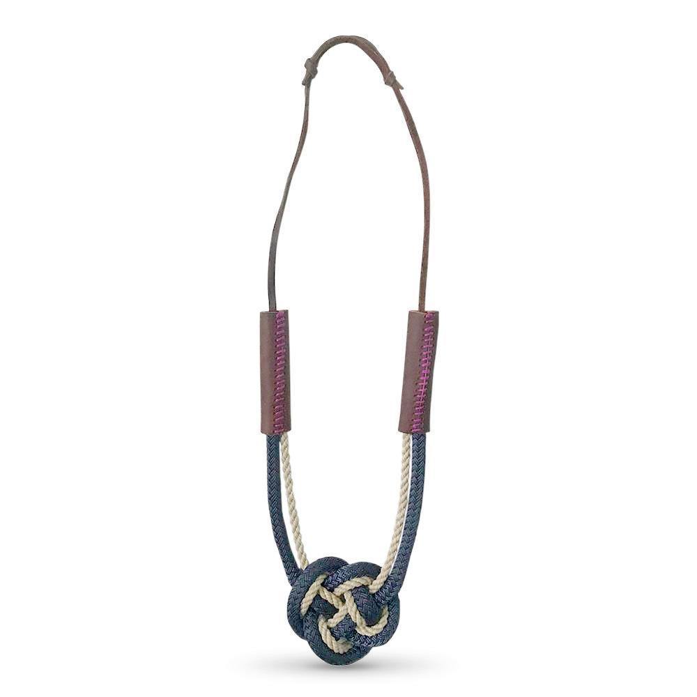 Navy heart knot rope necklace