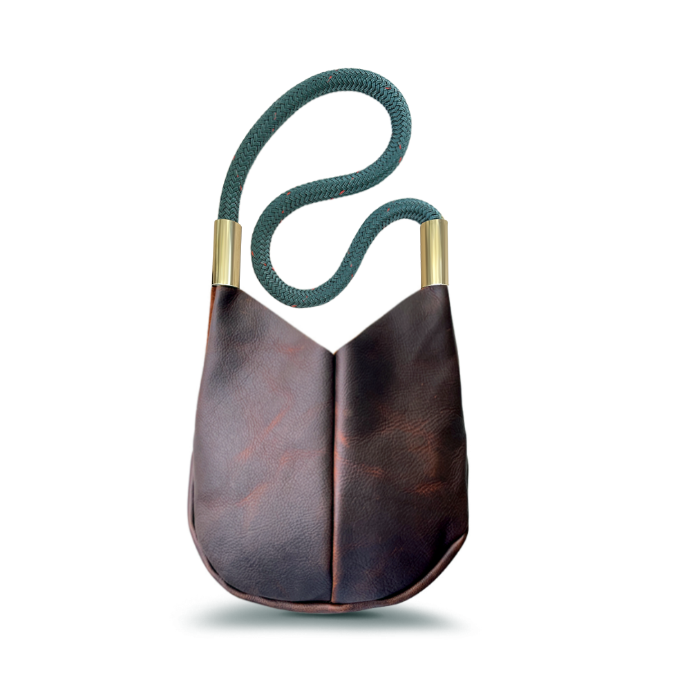 Brown Leather Crossbody Boho Bag with Teal Dock Line Handle – Wildwood ...