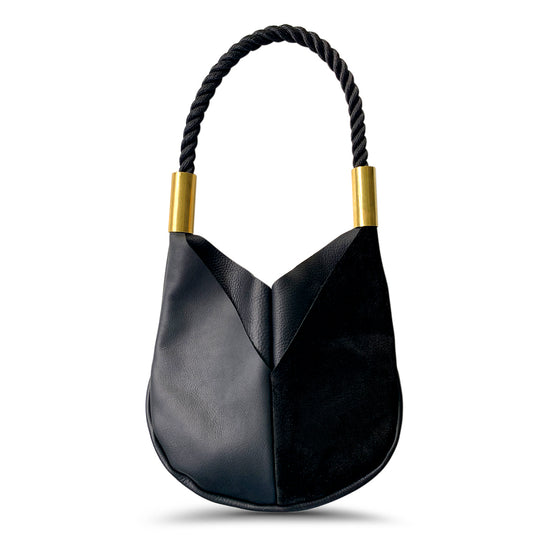 Wildwood Oyster Co. Black Leather Small Tote with Black Dock Line and Classic Brass