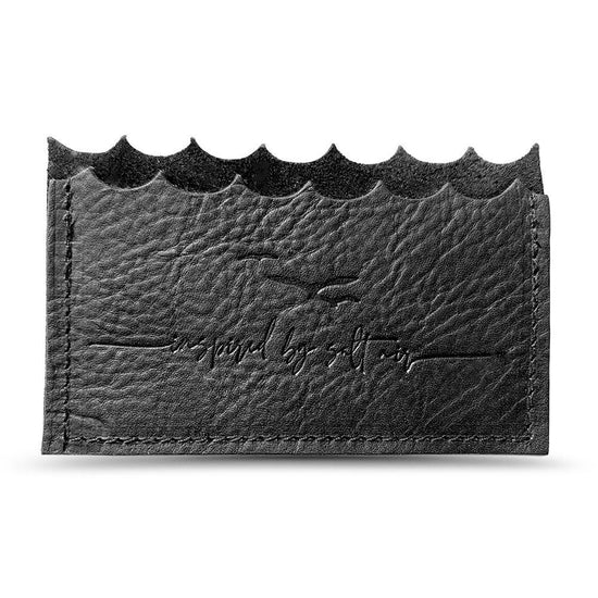 Load image into Gallery viewer, Black Leather Credit Card Holder &amp;quot;Inspired By Salt Air&amp;quot;
