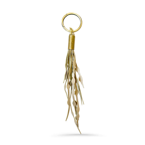 Load image into Gallery viewer, Wildwood Oyster Co. Gold Leather Seaweed Fringe Tassel
